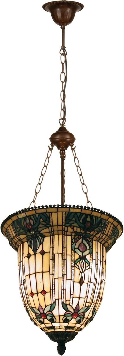Lumilamp Hanglamp Tiffany Ø 41x126 cm Beige Bruin Metaal