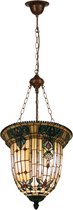LumiLamp Hanglamp Tiffany Ø 41*126 cm E27/max 3*60W Beige, Bruin Metaal, Glas Hanglamp Eettafel Hanglampen Eetkamer