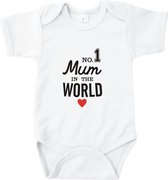 No. 1 Mum in the world | Korte mouw 74/80 wit