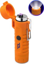 Superlit Plasma Aansteker – Elektrische Stormaansteker - Waterdicht met Militaire Zaklamp -  Survival Orange