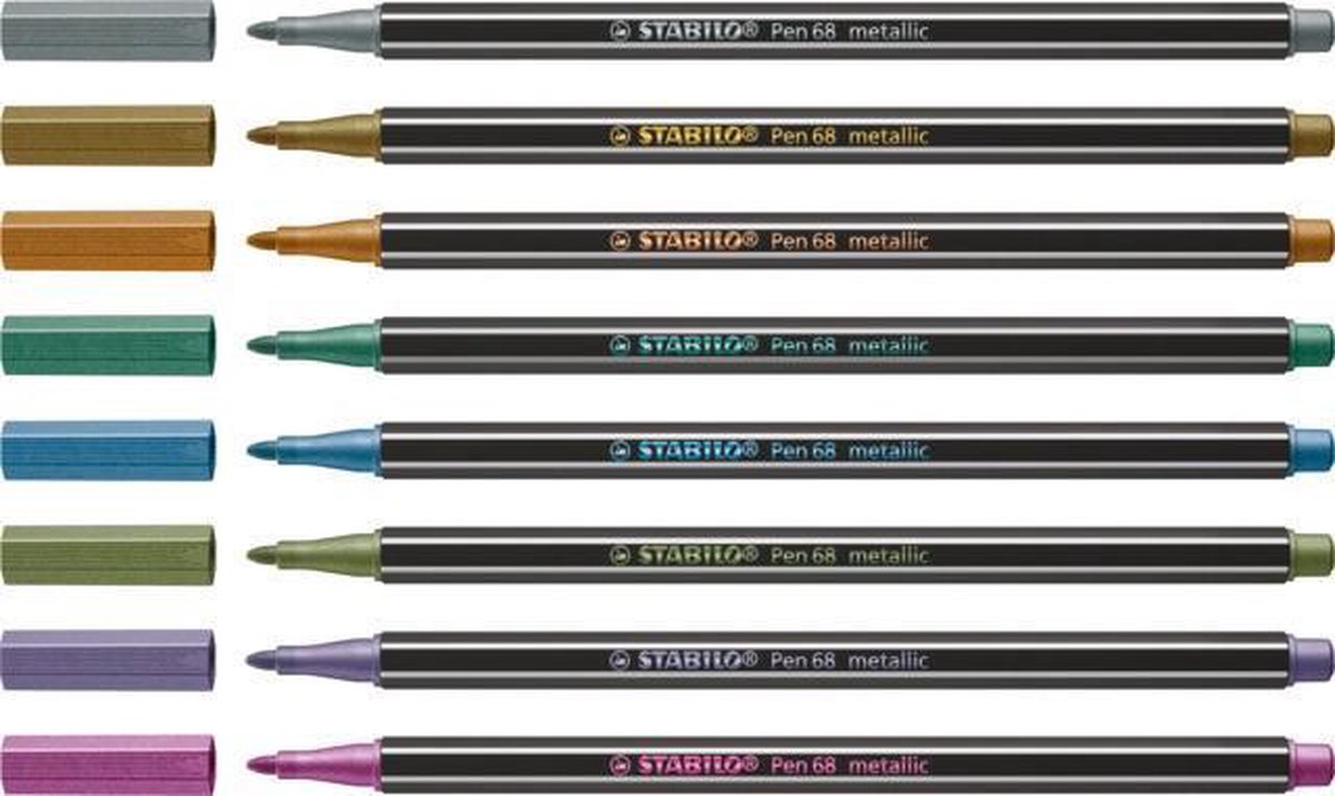 lila Auckland sla STABILO Pen 68 - Premium Metallic Viltstift - Etui Met 8 Kleuren | bol.com