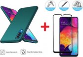 2-In-1 Screenprotector Bescherming Protector Set Geschikt Voor  Samsung Galaxy A50 - Full Cover 3D Edge Tempered Glass Screen Protector Met Siliconen Back Cover Case - Mat Zwart /