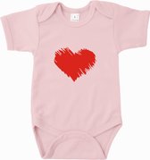 Baby rompertje Heart | Korte mouw 50/56 Licht roze