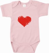 Baby rompertje Heart | Korte mouw 62/68 Licht roze