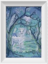 Cross stitch Silver deer in Aurora 32×40cm