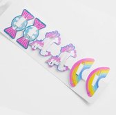 Haarspeldjes Eenhoorn, Regenboog, Snoep - 6 Stuks
