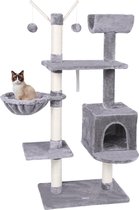 MC Star Krabpaal 131cm voor Katten Kittens met Huis Ball Pluche Hangmat - Lichtgrijs, 131cm