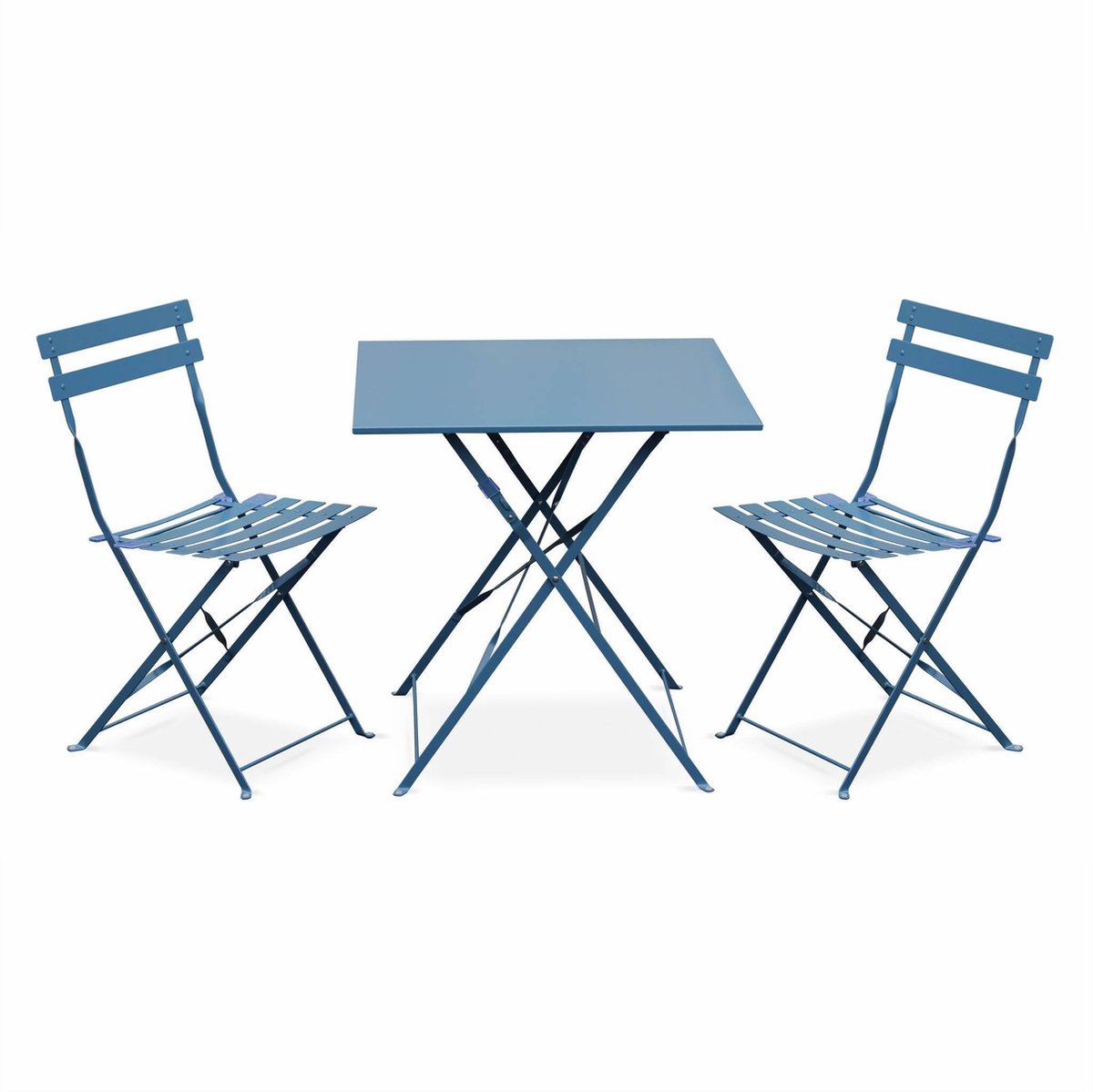 Bol.com sweeek - Bistrotuinset vierkante metalen tafel met twee stoelen inklapbaar - emilia aanbieding