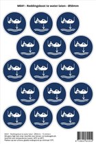 Pictogram sticker M041 - Reddingsboot te water laten - Ø50 mm - 15 stickers op 1 vel