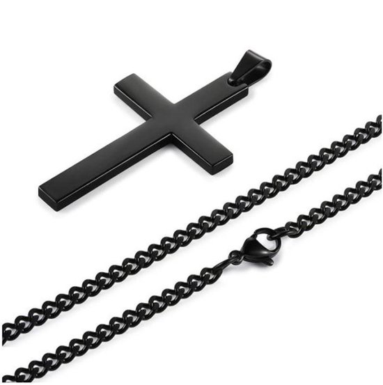 Roestvrij Stalen Hanger met Kruis met Halsketting, Kruis van 60 cm voor Dames en Heren, Geschikt voor Themafeesten, Verloving Bruiloft Verjaardag en Vrijetijdskleding - Zilver