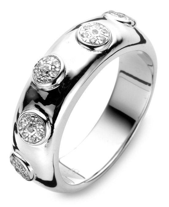 Velini jewels -R6879W-58 -Ring -925 Zilver gerodineerd -Cubic Zirkonia