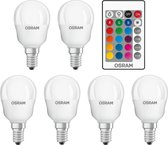 6 stuks Osram LED kogellamp E14 4.5W/RGBW incl. afstandsbediening