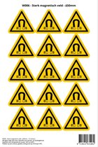 Pictogram sticker W006 - Sterk magnetisch veld - Δ50mm - 15 stickers op 1 vel