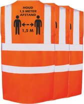 3x Oranje Corona/COVID-19 vesten/hesjes 1,5 meter afstand voor volwassenen - Veiligheidsvest werkkleding - RIVM regels/richtlijnen - Flatten the curve - Stay safe