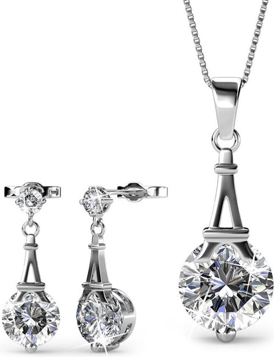 Yolora sieraden set met Swarovski kristal - ketting met hanger en  bijpassende... | bol.com