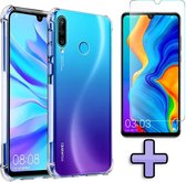Huawei P30 Lite & P30 Lite (New Edition) Hoesje Transparant - Anti Shock Hybrid Back Cover & Glazen Screen Protector