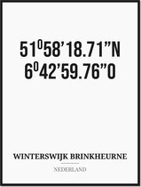 Poster/kaart WINTERSWIJK BRINKHEURNE met coördinaten