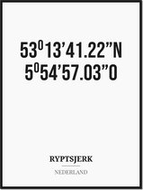 Poster/kaart RYPTSJERK met coördinaten