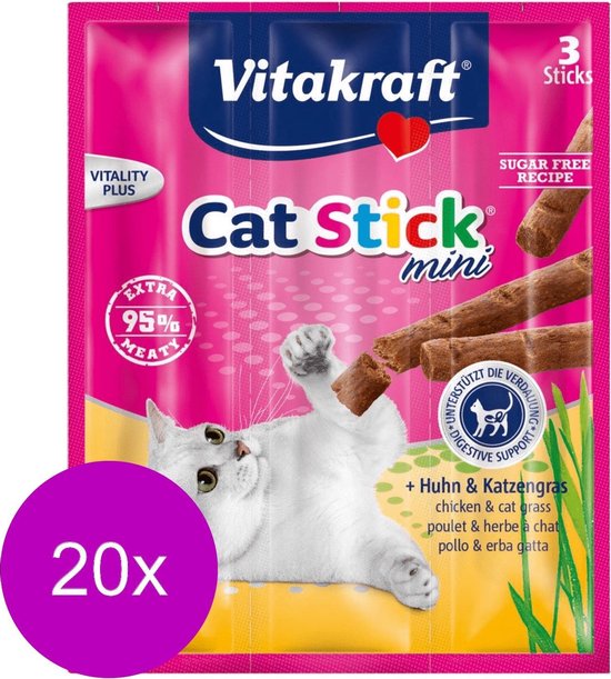 Vitakraft cat-stick mini kip / kattengras 3 st