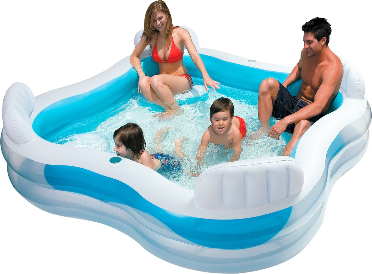Opblaasbaar familiezwembad - zwembad - lounge pool met zitjes | bol.com