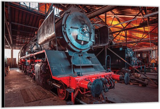 Dibond –Stoomtrein / Locomotief– 120x80cm Foto op Aluminium (Met Ophangsysteem)