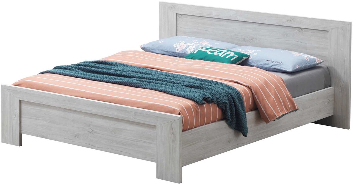 Belfurn - 2 persoonsbedkader Elvis kleur witte eik-180cm