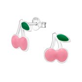 Joy|S - Zilveren kers oorbellen roze