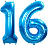 Numéro de ballon en aluminium 16 ans Ballon en aluminium bleu 70cm anniversaire avec paille