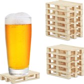 Relaxdays 12 x onderzetters pallets - voor glazen - glasonderzetters – hout - drankjes