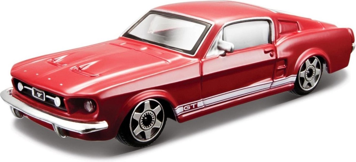 Modelauto Ford Mustang GT 1964 rood 10 cm schaal 1:43 - speelgoed auto schaalmodel - Bburago