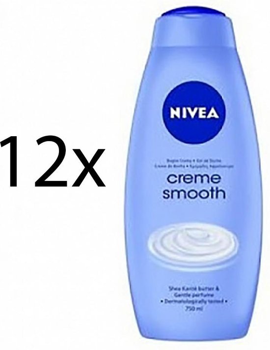 12x Nivea Douche- en Badcreme - Creme Smooth 12 x 750 ml -  voordeelverpakking | bol