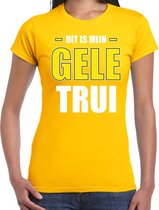 Dit is mijn gele trui fun tekst t-shirt geel voor dames M