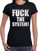 Fuck the system protest t-shirt zwart voor dames M
