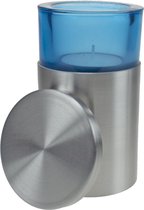 Urn / Mini Urn - Urn Theelicht Rond Blauw- Urn voor as - Urn Hond - Urn Kat – Urn Glas- Urn Metaal - As-Gedenkstuk