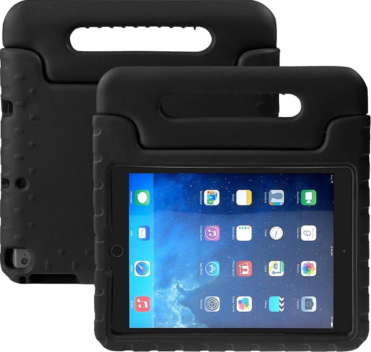 Hoesje - Geschikt voor Apple iPad 9.7 inch (2013–2018) – Air 1 & 2 (2013/2014), Pro 9.7 (2016), iPad 5 & 6 (2017/2018) - Kinderhoes Shockproof Bumper - Kidsproof Case - Tablethoes - Kinder Hoes Cover - Zwart