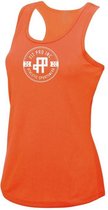 FitProWear Sporthemd Mouwloos Badge Dames - Oranje - Maat XS