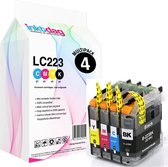 Inktdag Brother LC223 LC221 inktpatronen multipack set 4 stuks voor MFC J5320DW ,J4120DW ,J4420DW ,J880DW ,J480DW, J4620DW, J5620DW, J680DW, J5625DW, J4625DW ,J5720DW - Cartridge formaat: XL cartridge