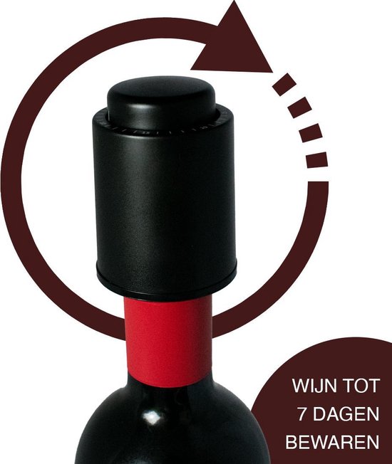 vacuumpomp - Wijnstopper - Premium wijn - Vacuvin - Wijn vacuüm - Zwart |