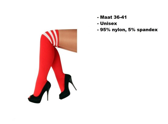 Lange sokken rood met witte strepen - 36-41 - kniekousen overknee kousen... | bol.com