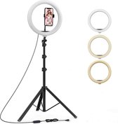 Ringlamp VLOGSET COMPLEET ! - Verstelbaar statief (200cm) + tafel statief incl telefoonhouder - 8 inch - USB - TikTok - Ringlight - flitser - Ring lamp - Vlog - Make-up light - Studiolamp - V