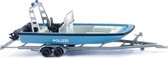 Wiking Miniatuurboot Mzb 72 Met Aanhanger 1:87 Blauw/grijs