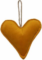 Hartvormige Decoratieve Fluwelen Hanger Honingkleur- Gifts & candle shop