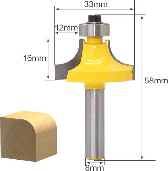 ENT - Afrondfrees - Hardmetaal - Schachtdoormeter 8 mm