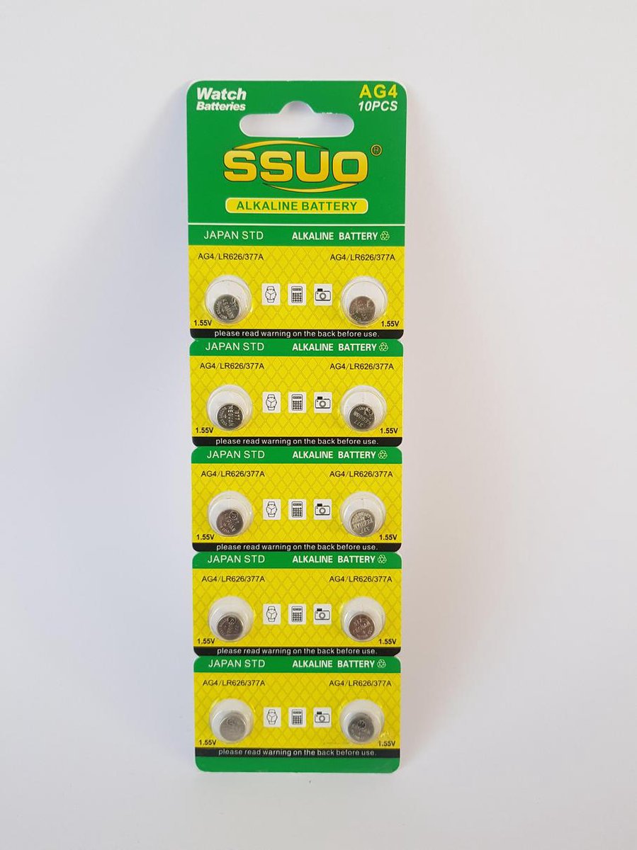 Piles pour montre SSUO AG4 / LR626 / 377a - 10 pièces