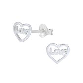 Joy|S - Zilveren hartje oorbellen "love"