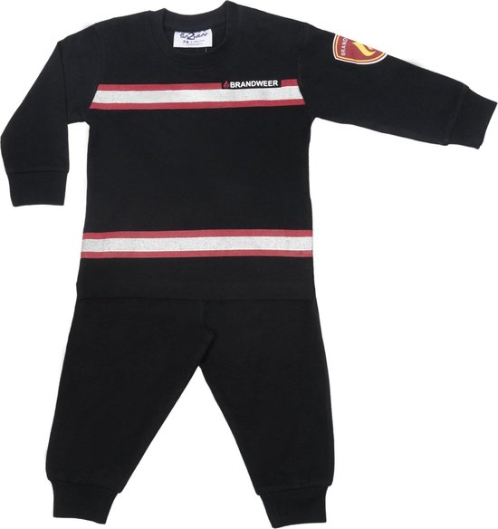 Pyjama pompier bébé / enfant en bas âge / maternelle / enfant - collection Fun2Wear rayure rouge / noir - taille 68