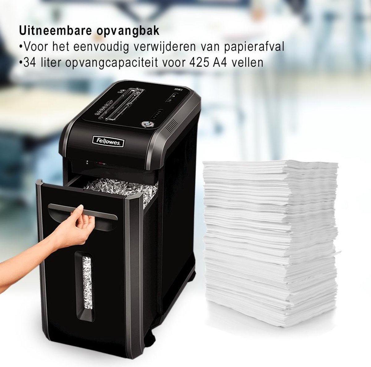 Fellowes papierversnipperaar 99Ci snippers P4, 18 vel, zwart thumbnail 4
