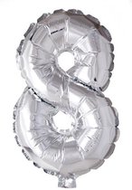 Folieballon 8 jaar zilver 86cm