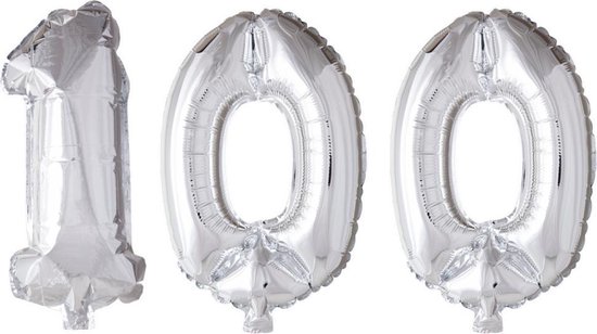 Folieballon 100 jaar zilver 86cm