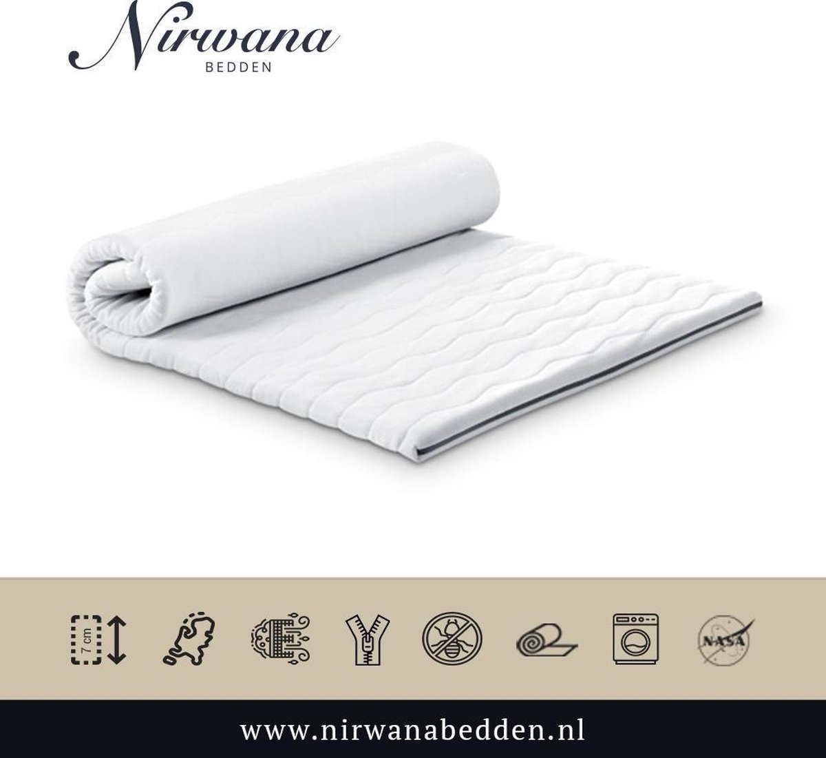 Topdekmatras - Topper 70x190 - NASA traagschuim 6 cm dik